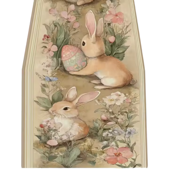 Bandera De Mesa En Forma De Conejo De Pascua 1 Estilo Rústico Para Decoración Diaria Tema Primavera Verano Fiesta De Pascua Rectangular Tejida De Poliéster 100% - 1