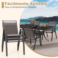 2/4 Sillas Jardín Exterior Apilables, Sillas Terraza Exterior con Tejido Transpirable Patio Playa 56 x 70 x 84 cm, Carga 150 kg (2, Gris, Grande) - details 5