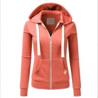 Sudadera con capucha de manga larga para mujer, abrigo deportivo informal con bolsillos y cremallera, Color sólido, otoño - details 9