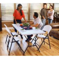 Mesa rectangular plegable blanco efecto granito 185x76x74 cm - details 2