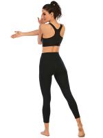Tops cortos cruzados para mujer, camisa deportiva de Yoga de manga corta negra - details 0