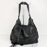 Bolso Convertible de Gran Capacidad Cuero Sintético Negro con Aros Tirantes Ajustables y Desmontables Cierre de Cremallera Ideal para Viajes, Compras, Uso Diario - details 0