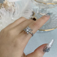 Anillo giratorio de flor de molino de viento con copos de nieve de circonio de cristal a la moda para mujeres y niñas, joyería para fiesta, regalo antiestrés - details 3