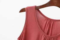 Camisetas sin mangas de talla grande con pliegues sueltos para mujer, camisetas sin mangas de Modal, ropa de casa de color sólido, chaleco de fondo XL a 6XL - details 14