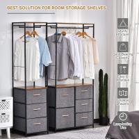 Cómoda con perchero, estructura de acero, 5 cajones, dormitorio, pasillo, muebles para el hogar, negro y marrón - details 2
