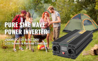 SucceBuy Inversor de onda sinusoidal pura 2500W DC 12V AC 230V Inversor de coche Puerto USB Pantalla LCD Control remoto, protecciones de seguridad para RV Camiones Barcos Emergencia - details 0