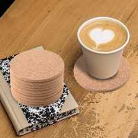 Set of 10 Cork Bar Drink Coasters - Absorbent and Reusable - 90mm, 5mm Thick - details 3