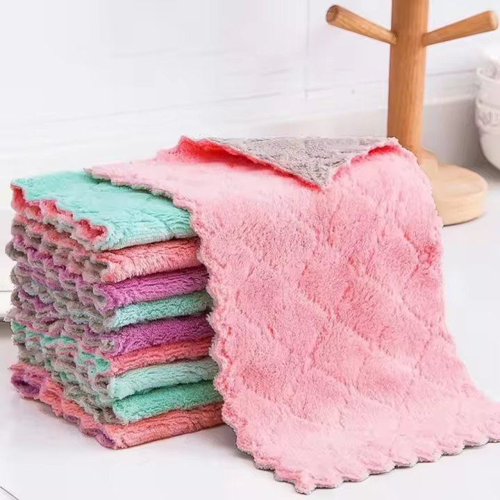 Paño de limpieza de microfibra de terciopelo Coral para baño, pañuelo de cocina, toallas de cocina, paños de cocina, toallas de mano, trapos para platos - 1