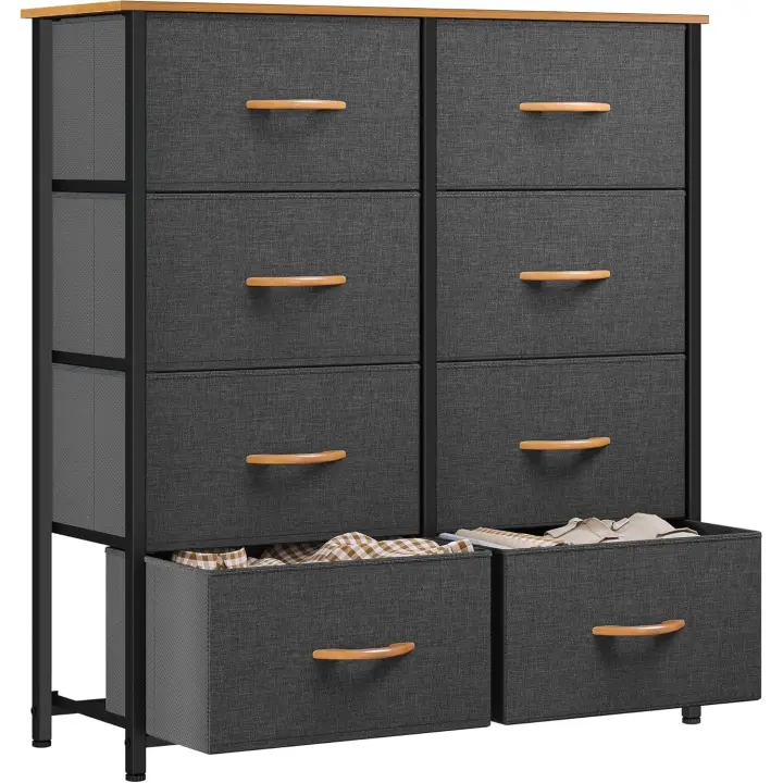 Cajonera de Tela Extraíble de 8 Cajones Comodidad para Sala de Estar, Dormitorio, Habitación Infantil Gris Oscuro - 1
