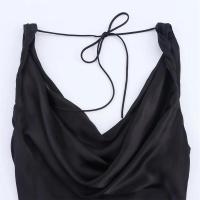 Vestido largo holgado de verano 2025 con textura satinada, sin mangas, con encaje en la espalda, estilo elegante, novedad en ropa de mujer. - details 7