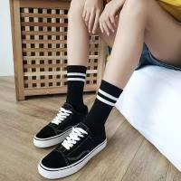 Invierno Harajuku moda deportes Unisex dos barras calcetines femeninos estilo coreano medias de tubo medio medias casuales - details 13