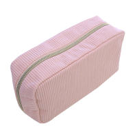 Bolso De Maquillaje Para Viaje Organizador De Cosméticos De Corduroy Para Mujeres Estuche De Belleza Portátil De Cierre De Cremallera - details 2