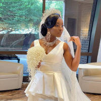 Ramo de novia hecho a mano, flor de boda, perlas completas, marfil y blanco, 100% - details 3