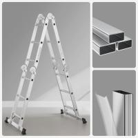 Escalera Multiusos, Escalera de Tijera, Escalera de Aluminio, Escalera Doméstica, 4 x 3 Peldaños, hasta 150 kg, 12 Peldaños, Diseño 6 en 1, 326 cm de Largo, Plata GLT36M - details 5
