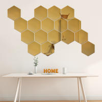 Pegatina de Pared Hexagonal de Acrílico Dorado Autoadhesiva, Solida, Decoración de Arte para el Hogar y Dormitorio - details 7