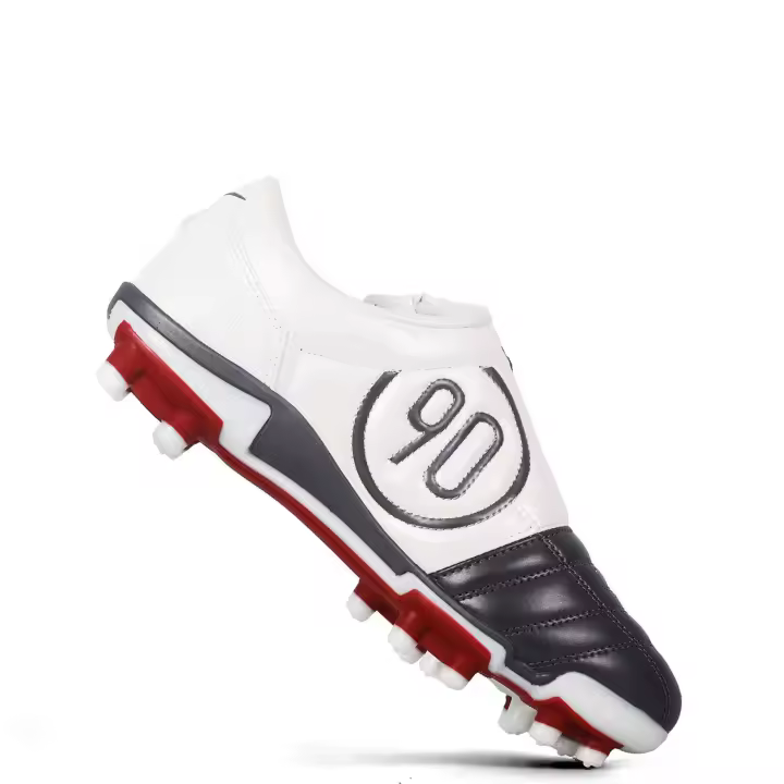 Zapatos de fútbol para hombre con parte superior alta, tacos FG, zapatillas de suelo firme, botas de fútbol rojas y azules - 1