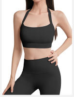 Chaleco deportivo de mujer con cuello halter y almohadillas para el pecho, sujetador de fitness sexy sin espalda, top de yoga portátil, top corto - details 21