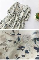 Vestido de algodón con estampado ral para mujer, vestido A-e de manga corta con cuello en V, vestido bohemio dulce, ropa suave y acogedora para mujer - details 9