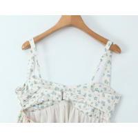 Vestidos 2025 Verano Mujer Sexy Espalda Descubierta Patchwork Estampado Floral Vestido de Tirantes Cintura Alta Línea A Mini Vacaciones Casual Robe - details 7