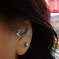 2 uds corona de circonia cúbica tragus stud piercing conch, stud de cartílago de hélice pendiente de cristal joyas oído perforación 16g de acero inoxidable - details 6