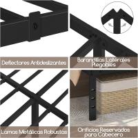 Bastidor de Cama Metálico Listones de Acero Espacio de Almacenamiento Bajo la Cama Fácil Montaje Cama Individual 90 x 190 x 36.5 cm Negro - details 15