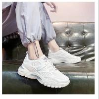 Zapatos Blancos De Suela Gruesa Transpirables Tejidos Con Mosca De Otoño, Zapatos Deportivos Informales Versátiles Altos Y Bajos - details 1