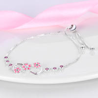 Pulsera de plata de ley 925 con símbolo de flores rosas de la suerte, abalorios colgantes, joyería fina para mujeres y niñas - details 3