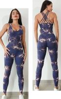 Levantamiento de cadera deportivo para fiesta de yoga teñido con lazo sin costuras, mono trasero de una pieza, mallas para mujer, ropa deportiva para gimnasio - details 11