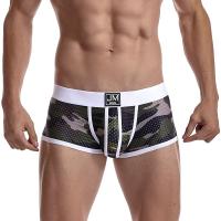 Ropa interior Sexy para hombre, calzoncillos Boxer Cueca Gay, bragas masculinas de malla de camuflaje, moda para hombre, ropa interior, calzoncillos, bolsa, pantalones cortos - details 5