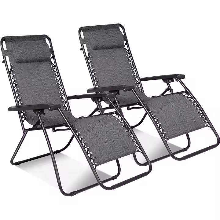 Silla plegable gravedad cero pack de 2 sillas tumbona ajustable sillón reclinable con reposacabezas gravedad, medida 190x58x30, peso 6 kilos cero para playa, jardín, terraza, patio - 1
