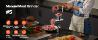 Picadora de Carne Manual SucceBuy, Picadora de Carne Manual de Acero Inoxidable 304 con Abrazadera de Mesa, Máquina para Hacer Salchichas con 2 Placas de Molienda y 4 Tubos para Salchichas, Procesador de Alimentos para Preparar Carne de Res, Cerdo y Chile - details 0