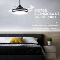 Disponible Ventilador de techo invisible con motor DC 6 velocidades Tecnología LED muy eficiente 72W Tres tonalidades, Mando a distancia con temporizador, Color e intensidad de luz regulables, Motor inverter verano/invierno ultra silencioso. - details 14