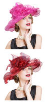 Sombrero de Derby de Verano para Mujeres con Trapo Elegante y Velo Floral para Bodas y Fiestas en Iglesia y Té Material de Poliéster y Nylon Estilo Fedora - details 2