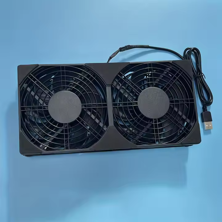 Base de Enfriador de Router de Ventilador Dual USB, Silencioso y Enfriamiento Rápido, Compatible con Enrutadores, Decodificadores, Conmutadores de Red - Material de Plástico, Alimentado por USB, Tensión de Operación ≤36V, No Requiere Batería - 1