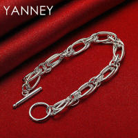 Pulsera trenzada de plata para hombres y mujeres, pulsera fina de 8 pulgadas, joyería de moda - details 1