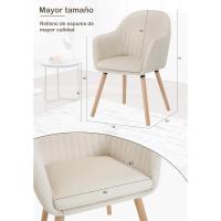 Silla de Comedor Estilo Vintage Juego de 1, Silla Cocina, Silla Nordica con Respaldo y Reposabrazos, Tela Pana, Estructura de Madera, Sillas para Tocador, Escritorio, Crema, EZS26cm-1 - details 29