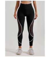 Pantalones de malla con cierre de color para mujer, pantalones deportivos altos con cintura elástica para gimnasio, yoga y levantamiento de cadera - details 7
