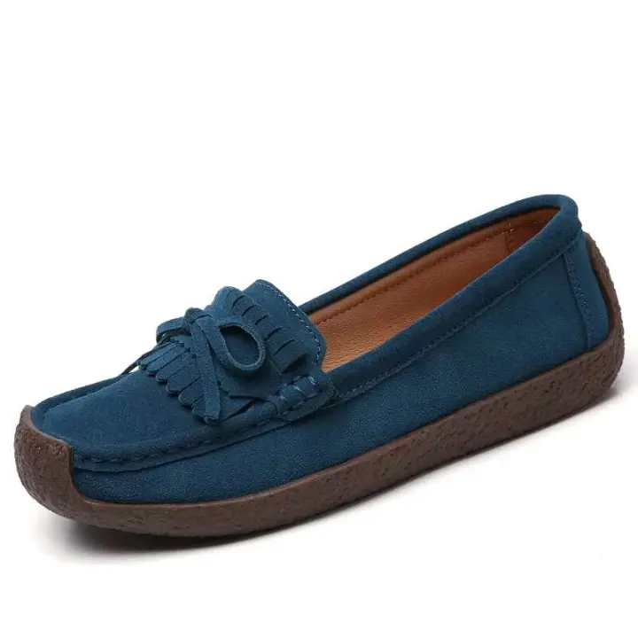 Los zapatos deportivos informales de tacón bajo con borlas y fondo plano de nuevo diseño son zapatos deportivos de gamuza de cuero suaves, modernos y de alta calidad para mujer - 1