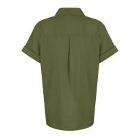 Camisa Simple y a la Moda para Mujer Algodón y Lino Informales, Clásicas con Manga Corta y Borlas - details 76