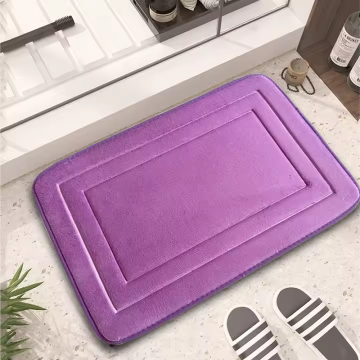 Alfombra de puerta en relieve de lana de coral, alfombrilla absorbente para pies, alfombrilla antideslizante para inodoro, alfombra simple para el hogar - 1