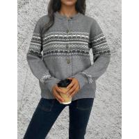 Punto para mujer cuello redondo manga larga suelta casual t - details 4