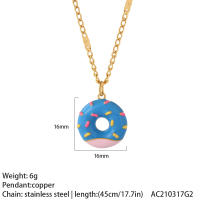 Lindo collar colgante de donuts, joyas doradas femeninas, cadena larga de acero inoxidable, collar estrangular punk para mujer - details 3
