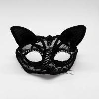 Máscara de encaje de Halloween media cara bola de mascarada femenina Cosplay Animal cara de gato máscara negra - details 3