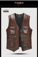 Chaleco de cuero para hombre, resistente al viento en otoño e invierno, chaleco hip-hop con cuello en V, sin mangas de color sólido punk para hombre - details 0