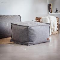 Reposapiés Salon de Lujo - [50x40x30 cm] Sofá Puf de Diseño con Relleno Incluido para Escritorio u Oficina - Taburete Bean Bag Silla Grande en Cuero Sintético Beige - details 2