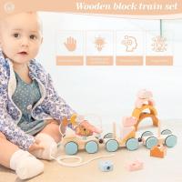 Juguetes Montessori de madera, bloques de animales, estrellas, Luna, tren envolvente, juguete de apilamiento de coordinación - details 4