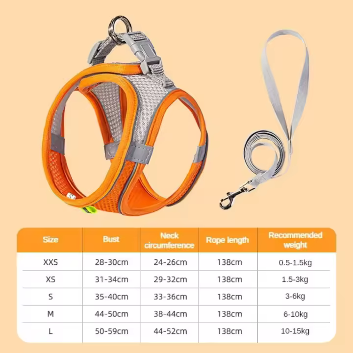 Conjunto de arnes ajustable para perros y gatos Chaleco para cachorros, Bulldog Francés, Chihuahua - 1