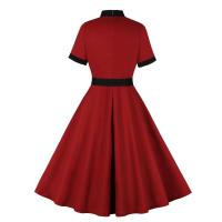 Vestido Largo de Algodón con Cuello de Lazo Vintage 2024 Estilo Hepburn Elegante y Casual con Cinturón Moda de Mujer - details 2