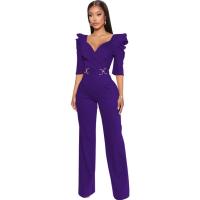 Amarillo para XXL moda cuello en V mamelucos de manga corta monos de mujer 2023 Club Up mono de cintura alta - details 3
