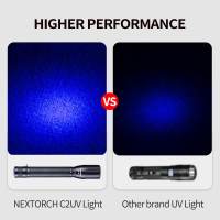 Linterna Ultravioleta Nextorch C2UV con 4pcs AA Bombas Impermeable 405nm Longitud de Onda 500mW Salida de Luz para Uso Doméstico Material de Aleación de Aluminio Fuente de Luz LED UV 405nm - details 4